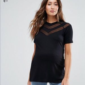 Mesh neck maternity tshirt